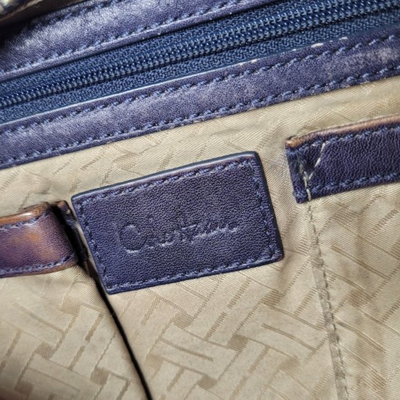 SOLD: Cole Haan Genevieve Leather Weave Satchel Tote Hobo Purse Blue Bag Luxury - Picture 7 of 16